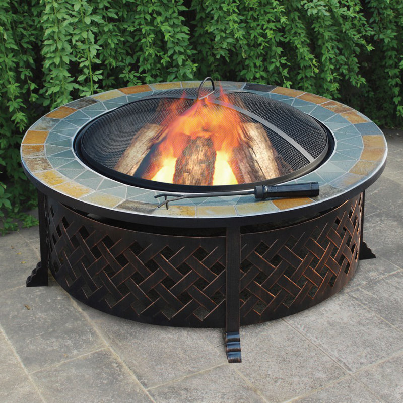 Ebern Designs Swell Lattice Steel Wood Burning Fire Pit Table & Reviews